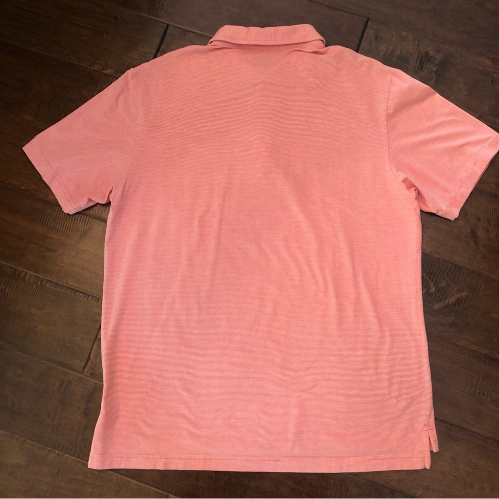 Peter Millar Light Red Thin Striped Polo Shirt - Size Medium 💢 - Picture 3 of 6